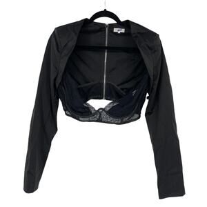 Mistress Rocks Top Womens Large Decisions Bralette Long Sleeve Tailored Black